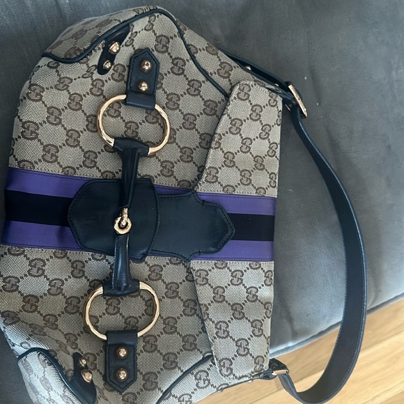 Gucci Monogram Horsebit Web Flap Bag Brown Purple
Authentic - Picture 1 of 5